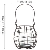 Artikel Gartenlaterne aus schwarzem Metall mit Glas-Windlicht Ø14cm H12,5cm