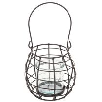 Artikel Gartenlaterne aus schwarzem Metall mit Glas-Windlicht Ø14cm H12,5cm