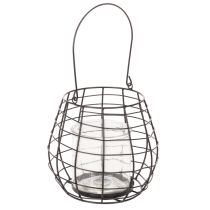 Artikel Gartenlaterne Metall Schwarz Ø20cm H18,5cm mit Glas-Windlicht