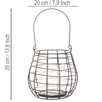 Artikel Gartenlaterne Metall Schwarz Ø20cm H18,5cm mit Glas-Windlicht