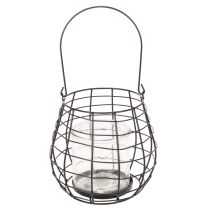 Artikel Gartenlaterne Metall Schwarz Ø20cm H18,5cm mit Glas-Windlicht