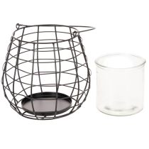 Artikel Gartenlaterne Metall Schwarz Ø20cm H18,5cm mit Glas-Windlicht
