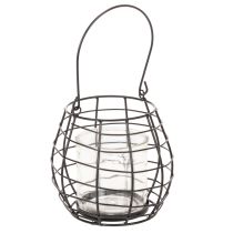 Artikel Gartenlaterne mit Henkel aus Metall und Glas Schwarz Ø17cm H15cm