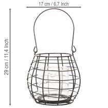 Artikel Gartenlaterne mit Henkel aus Metall und Glas Schwarz Ø17cm H15cm