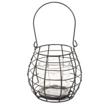 Artikel Gartenlaterne mit Henkel aus Metall und Glas Schwarz Ø17cm H15cm