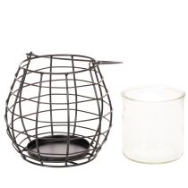 Artikel Gartenlaterne mit Henkel aus Metall und Glas Schwarz Ø17cm H15cm