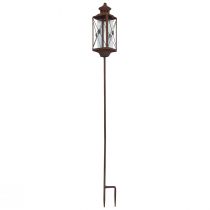 Artikel Gartenlaterne aus Metall mit Glaszylinder, Rost-Optik, 12x12x135cm, für den Außenbereich