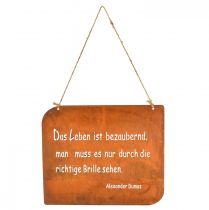 Artikel Gartenschild Metall Rostoptik mit Spruch 35x30cm für Außenbereiche