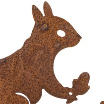 Artikel Gartenstecker Metall Eichhörnchen auf Ast 42cm Rostoptik 3 Stück