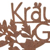 Artikel Gartenstecker Metall Kräutergarten Rostoptik 14x17cm für Beete und Hochbeete, 4 Stück