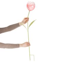 Artikel Gartenstecker Tulpe aus Metall und Glas 94cm Pink