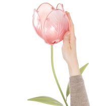 Artikel Gartenstecker Tulpe aus Metall und Glas 94cm Pink