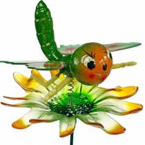 Dekostecker Schmetterling und Blume mit Metallfedern Grün, Orange H70cm