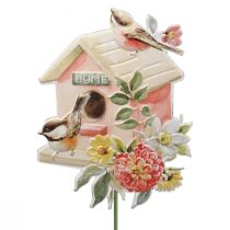 Gartenstecker Metall Vögel, Pflanzenstecker Vogelhaus Deko 76,5cm