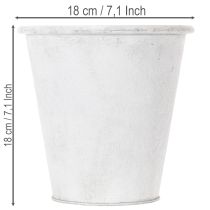 Artikel Metall Pflanztopf Weiß Ø18,5cm H18cm mit Ornamenten für Innen- und Außendekoration
