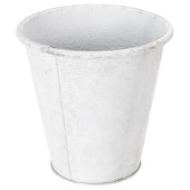 Artikel Metall Pflanztopf Weiß Ø18,5cm H18cm mit Ornamenten für Innen- und Außendekoration
