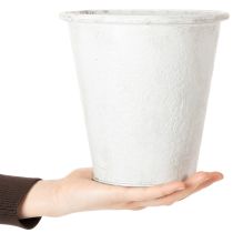 Artikel Metall Pflanztopf Weiß Ø18,5cm H18cm mit Ornamenten für Innen- und Außendekoration