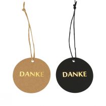 Artikel Geschenkanhänger „Danke“ Papier Schwarz/Braun Ø6cm 100St