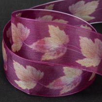 Artikel Geschenkband Ahornblätter Lila Band Herbst 40mm 15m