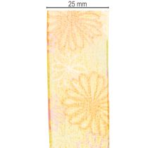 Artikel Organzaband mit Blumenmuster 25mm x 18m Gelb-Orange