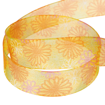 Artikel Organzaband mit Blumenmuster 25mm x 18m Gelb-Orange