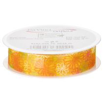 Artikel Organzaband mit Blumenmuster 25mm x 18m Gelb-Orange
