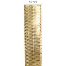Artikel Geschenkband mit Drahtkante aus Polyester und Polyamid 15mm x 25m Gold
