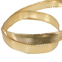 Artikel Geschenkband mit Drahtkante aus Polyester und Polyamid 15mm x 25m Gold