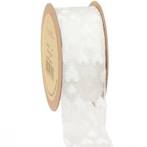 Artikel Geschenkband Herzen Netzband Weiß Glitter 40mm 10m