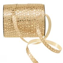 Artikel Geschenkband Kräuselband mit Herzen Gold Braun 10mm 100m