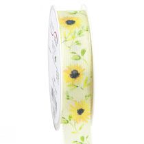 Artikel Geschenkband Sonnenblumen Seidenband Gelb 25mm 18m