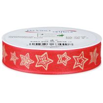 Artikel Geschenkband Sterne Weihnachtsband Rot Gold 25mm 18m