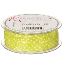 Artikel Schleifenband Polyester 1,5 cm x 20 m Grün mit weißen Punkten