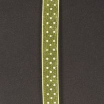Artikel Schleifenband Polyester 1,5 cm x 20 m Grün mit weißen Punkten