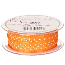 Artikel Geschenkband aus Polyester 1,5 cm x 20 m Orange mit weißen Punkten