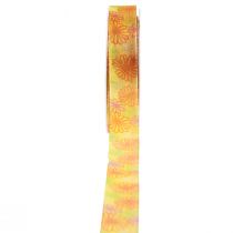 Geschenkband Blumen Organzaband Gelb Orange 25mm 18m