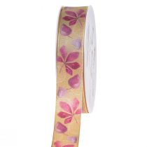 Artikel Geschenkband Lila Herbstlaub Deko Band Herbst 25mm 20m