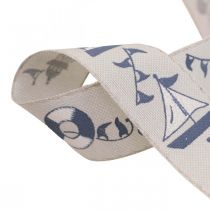 Geschenkband Maritime Deko Webband Blau, Grau 25mm 18m