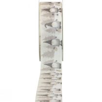 Geschenkband, Schleifenband Weihnachten, Weihnachtsband Wichtel Grau 40mm 15m