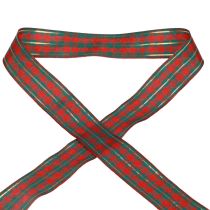 Geschenkband kariert Stoffband Rot Grün Schottisch 25mm 20m