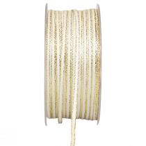 Geschenkband Seidenband Weiß Gold Litzenband 3mm 100m