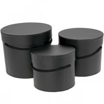 Geschenkbox rund Flowerbox Schwarz Ø12,5/14,5/16,5cm 3er-Set