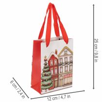Artikel Weihnachtliche Geschenktüten mit Häusern und Tannenbaum 12 x 6 x 16 cm, 2 Stück