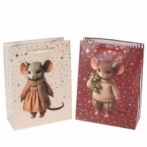 Artikel Geschenktüten Weihnachten mit Mausmotiv und Sternen, 18 × 8 × 24 cm, 2 Stück