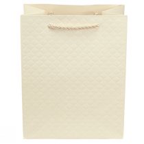 Artikel Geschenktasche aus Papier Creme 18x10x23cm mit Stoffhenkeln
