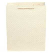 Artikel Geschenktasche Papier Creme 26×12×32cm mit Prägemuster