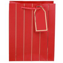 Artikel Geschenktasche aus Karton mit Lederoptik Rot Gold 18×10×23 cm