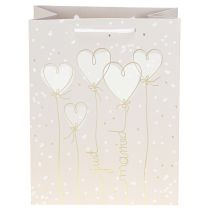 Artikel Geschenktasche Papier Just Married Beige 18×10×23 cm Hochzeit 2 Stück