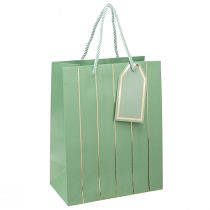 Artikel Geschenktüte Hellgrün Goldene Streifen 18×10×23cm 1 St