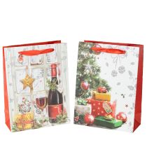 Artikel Geschenktüten-Set Weihnachten aus Papier 8cm x 18cm x 24cm mit weihnachtlichen Motiven, 2 Stück